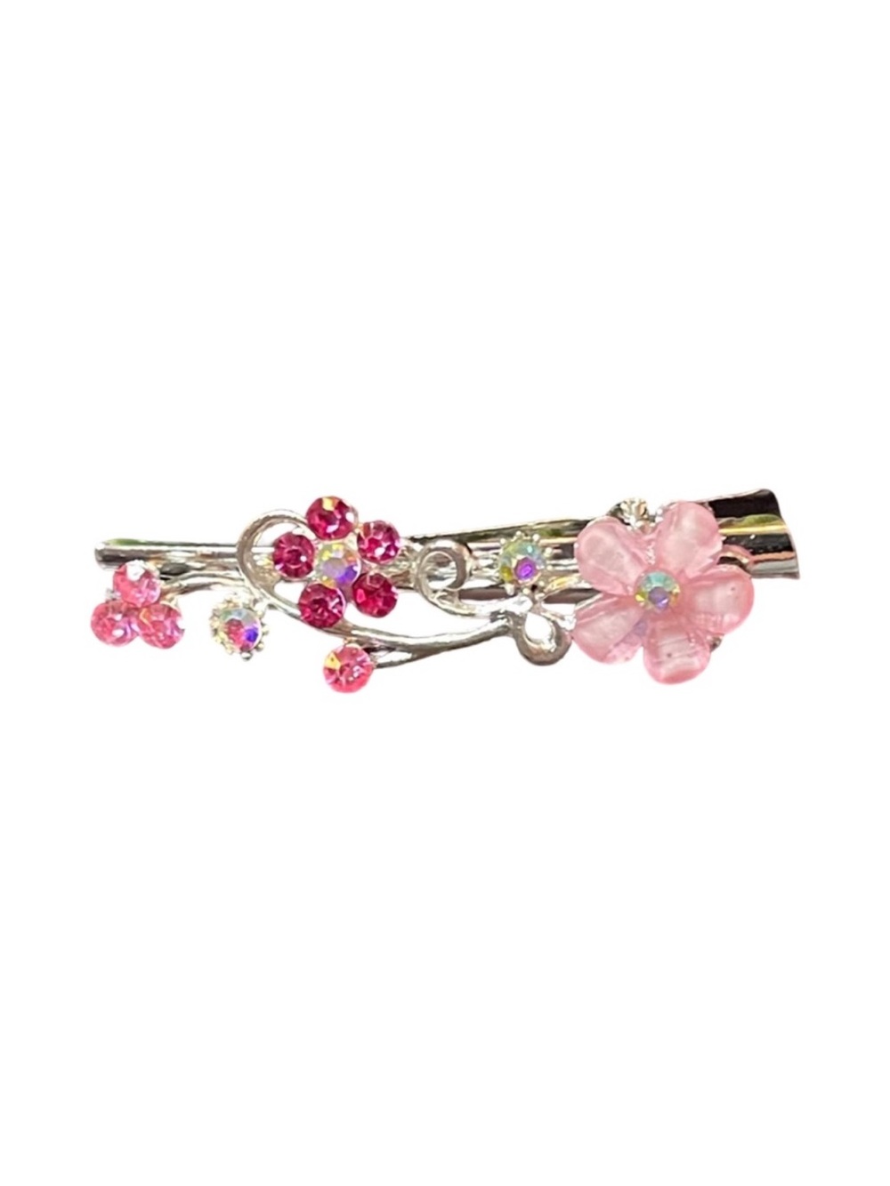 Pink Floral Crystal Hair Clip 2.5”FINAL PRICE DROP